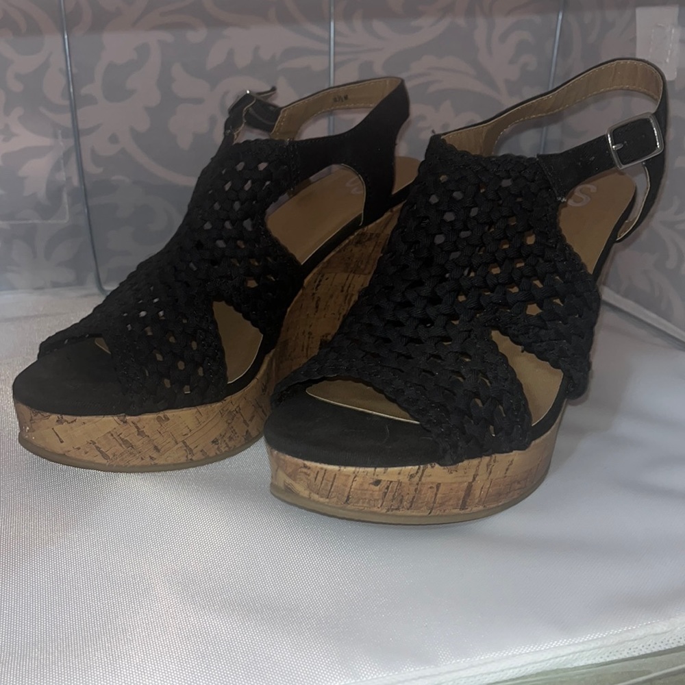 Black wedge heels size 8.5